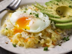 Eggs with sauerkraut and avocado