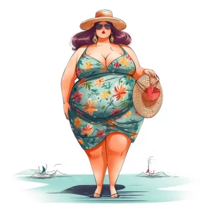 A woman in beachware