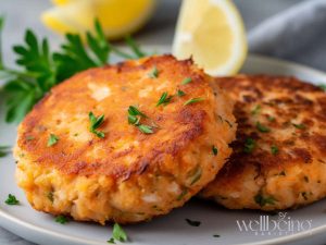 low carb salmon cakes with almonds