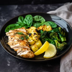 easy paprika grilled chicken with broccoli and cauliflower