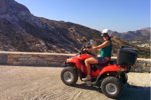 Mediterranean lifestyle with quad bike in Naxos Greek Island