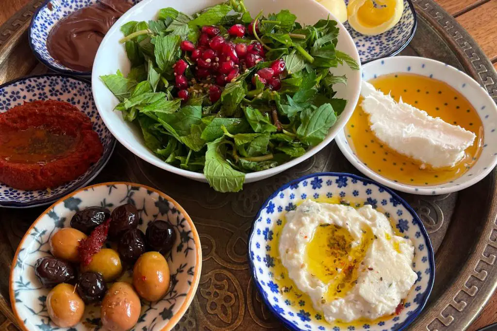 Eastern Mediterranean Meze prepared for a family breakfast