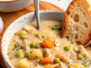 Creamy chicken stew with wine and herbs