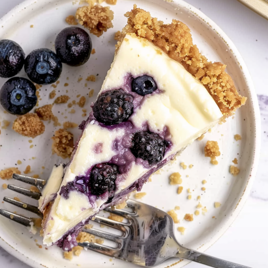 Lemon Crumble Cheesecake with Blueberries